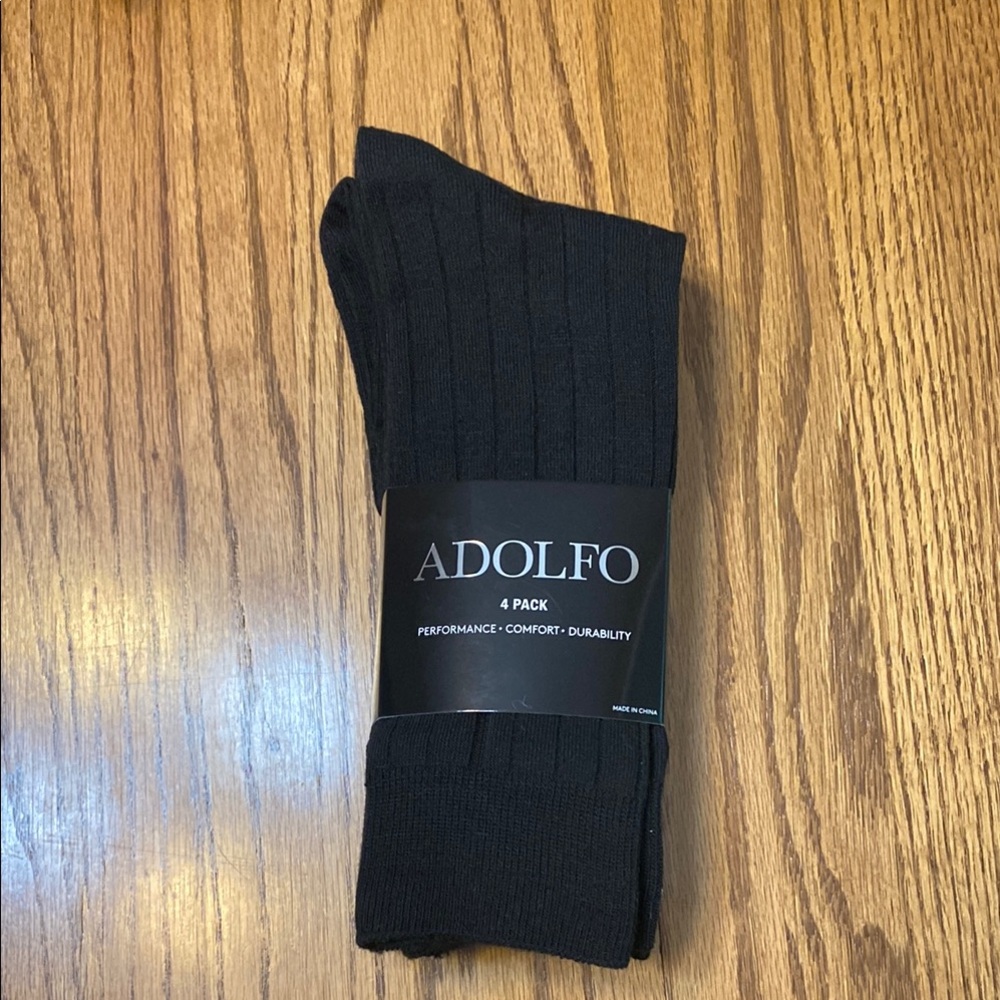 Adolfo Black Crew Dress Socks